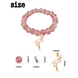 WishOne "You're Flamazing" Flamingo Bracelet, Cherry Blomssom Bracelet Gifts For Women Crystal Flowers Beaded Charm Bracelets for Women Cute Flammingo Crystal Beads Pearl Bracelets Adjustable Stretch Bracelet for Birthday Gifts