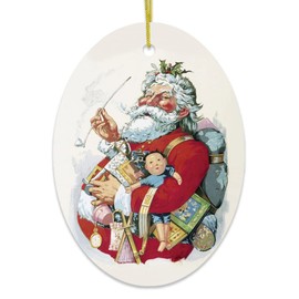 Merry Old Santa Claus Vintage Thomas Nast Legendary 1880s Art Christmas Ornament (Oval)