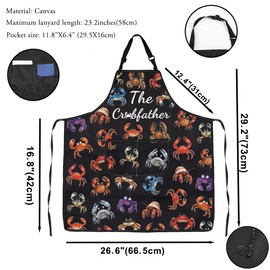 VAMSII Crab Lover Gift The Crabber Apron With Pockets Crab Cooking Kitchen Gift Housewarming Gift (The Crabber A)
