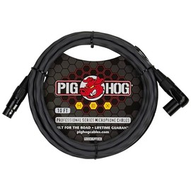 Pig Hog PHMH10GRR Hex Series, 10ft Right Angle Mic Cable, Grey