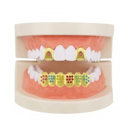 Gold Grills for Your Teeth for Men & Women,Hip Hop Gold Braces Single Teeth And American Style Hip Hop Braces 18K Plated