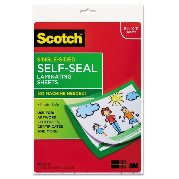 Scotch LS854SS10 Self-Sealing Laminating Sheets, 6.0 mil, 8 1/2 x