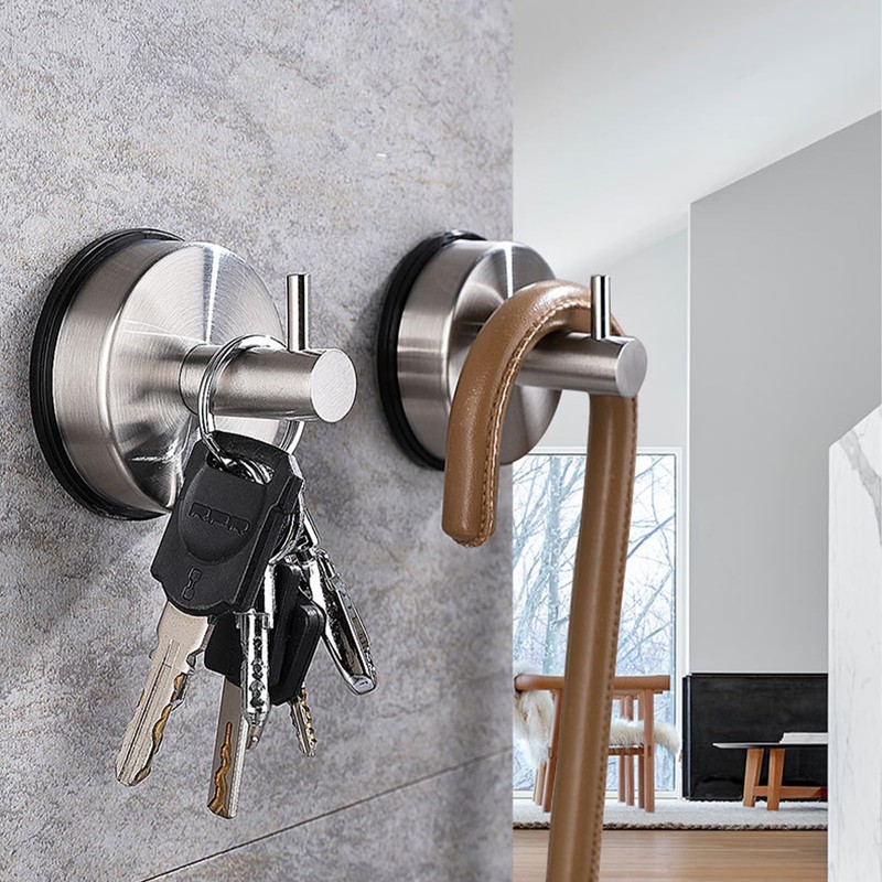DOJASOHILMI 2PCS Strong Vacuum Suction Cup Hooks - Stainless Steel