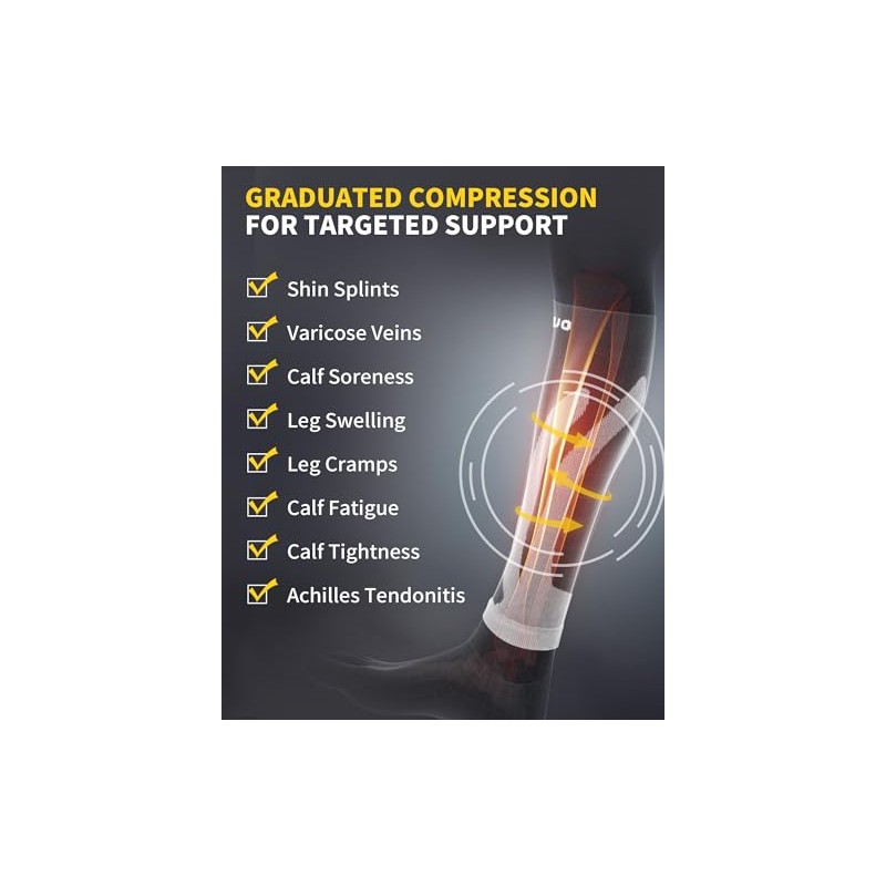CAMBIVO CAMBIVO 2 Pairs Calf Compression Sleeve Men & Women,