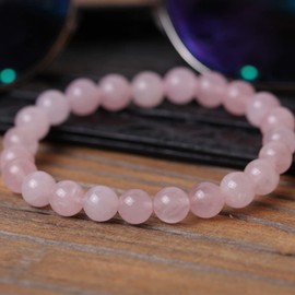 Elantoexis 2Pcs Natural Stone Elastic Bracelet 8mm Round Bead Bracelet Couple and Simple Jewelry