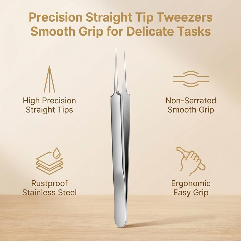 ericotry 1Pcs Stainless Steel Pointed Tweezers Ingrown Hair Tweezer Blackhead