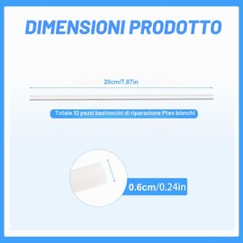lasuroa Kit per Manutenzione Sci da 10pz, Bastoncini di Riparazione Ptex Snowboard da 6mm Kit di Snowboard Riparazione Bastoncino di Riparazione Sci Snowboard per Proteggere Sci e Snowboard(Bianco)