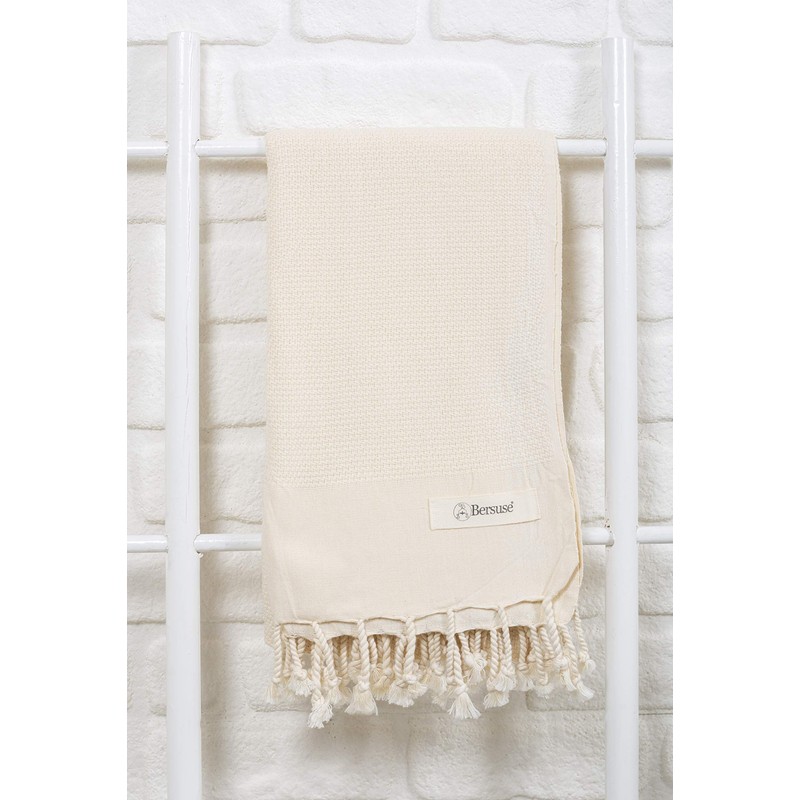 Bersuse Ventura Peshtemal Hamam Towel 100% Cotton Ecru