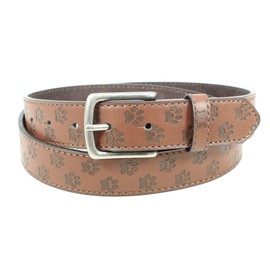 Cat Paw Print Leather Belt Strap and Metal Buckle 1.25" Wide with Snaps - Kitten Mom Animal Lover Kitty Beans (Brown-XS)
