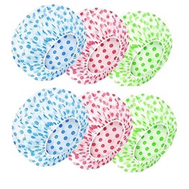 Set of 6 Unisex Shower Cap Hair Cap Adult Repeated Waterproof Bath Cap Shampoo Hat Adult Smoke Resistant Bath Hat for Face Washing, Hair Dying, Bathing, Cooking, Commercial Use, Reusable Elastic Hair