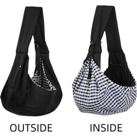 YISIMIN Puppy Carrier Sling - Reversible Dog Sling Carrier for Small & Medium Dog Cat, Hand-Free Dog Sling Carrier with Pocket, Soft Comfortable Dog Sling for Walking Subway Shopping Travel(Black)