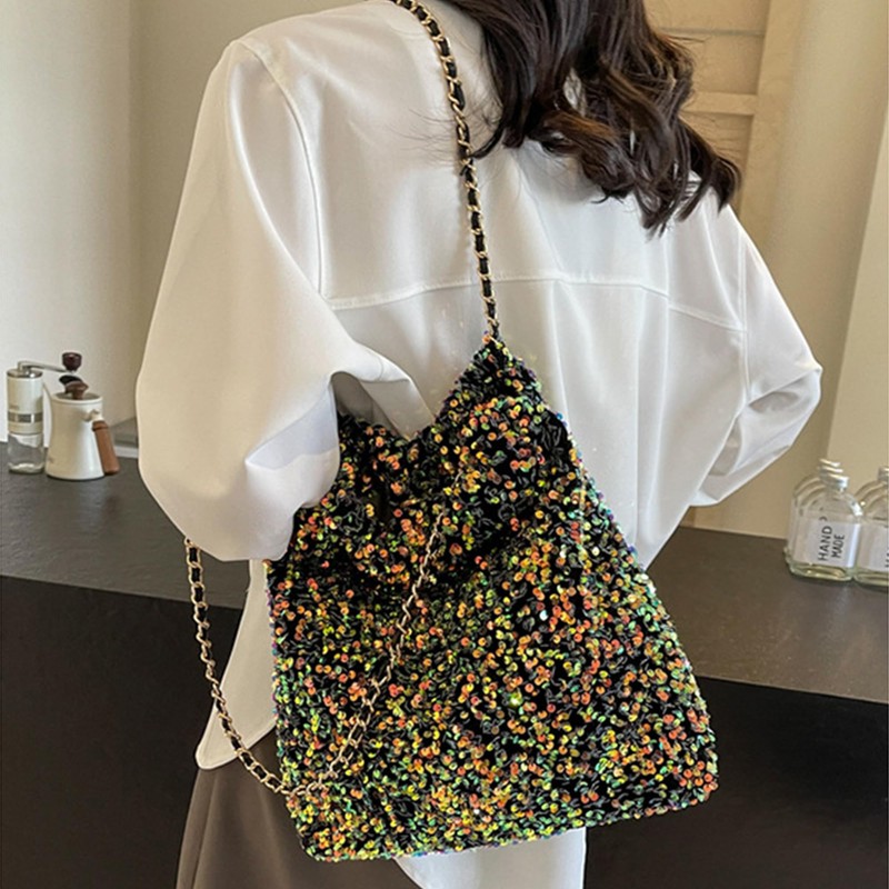 Meliyya Sequin Shopper Tote Bag Shoulder Bag Shiny Shoulder Bag