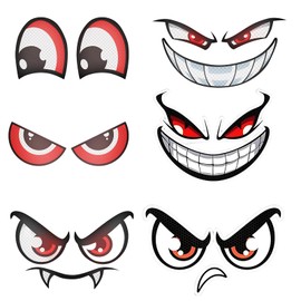 6 Stück Aufkleber Augen Dämon, Augen Aufkleber Mähroboter, Wasserdichte Selbstklebende Augenaufkleber für Auto Saugroboter staubsauger Mähroboter Rasenmäher