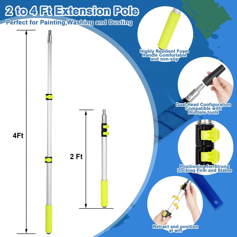 Rhibak Paint Roller Kit with Extension Pole, 27 Piece Set,