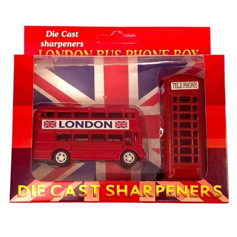 London Souvenir Pencil Sharpeners Set - Die Cast Metal Sharpener