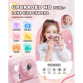 Joyjam Kids Camera Instant Print, Upgrade Dual-Lens Selfie Digital Camera for Kids, Christmas Birthday Gifts Toys for Girls Age 3-12, HD 1080P Kids Camera with SD Card 3 Rolls Print Paper