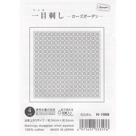 Olympus Thread Sashiko Cloth Pack, Single-Stitch Flower Dishcloth (White) Rose Garden H-1066