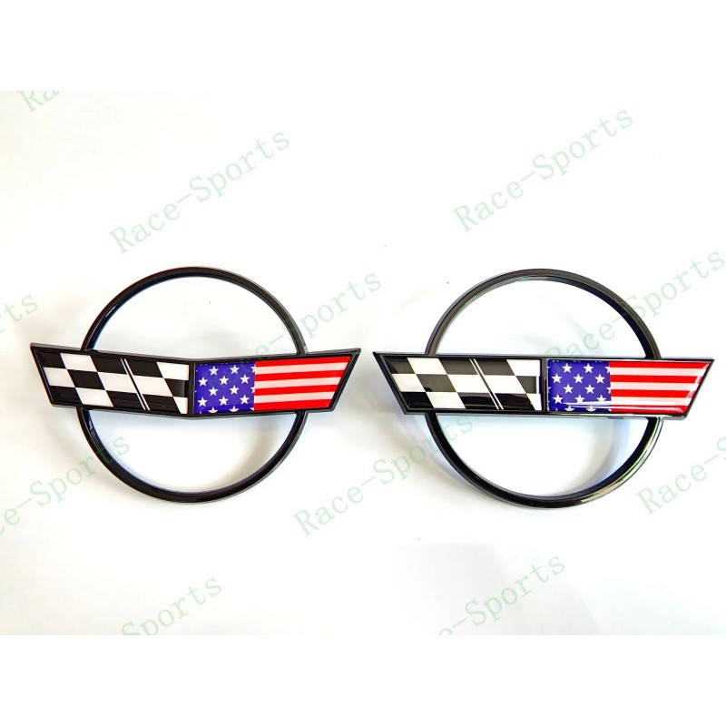 AUTO 2PC Black Front Rear Gas Lid Blue Cross US