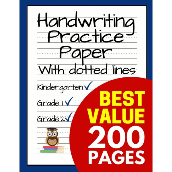 Handwriting Practice Paper with Dotted Lines: Blank 200-Page Notebook for