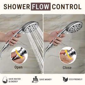 G-Promise All Metal Shower Head Shut Off Valve, G1/2" Shower Flow Control Valve for Handheld or Bidet Sprayer (Chrome)