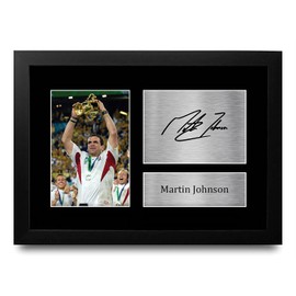 HWC Trading FR Martin Johnson England Gifts Printed Autograph Picture For Rugby Union Fans Signed - A4 Framed
