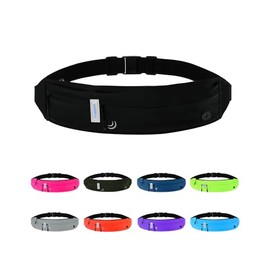 WATERFLY Riñonera Cinturón para Correr Maratón Entrenamiento Sport Fitness Ejercicio Teléfono Celular Bolsa Hombres Mujeres Negro