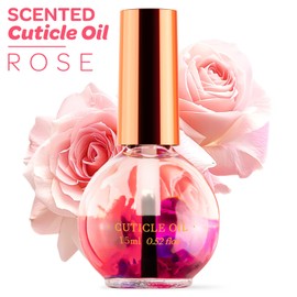 JIASHENG Cuticle Oil, Scented Cuticle Nail Oil Infused with Real Flowers, Hydrates, Moisturizes, Strengthens, Repairs, Revitalizing Cuticle Oils for Nails Damage Dry Cuticle, Rose, 15 ml /0.52 fl. oz