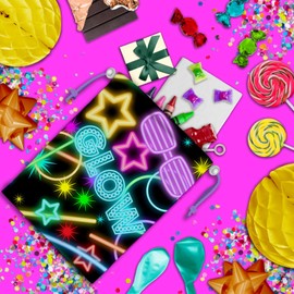 Glow Light Neon Drawstring Bags Kids Birthday Party Supplies Favor Bags 10 Pack