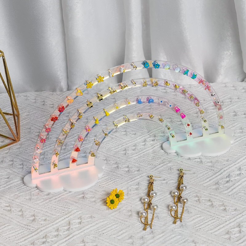 Acrylic Earring Holder, Rainbow Earring Display Stand Organizer, Exquisite Double-Sided