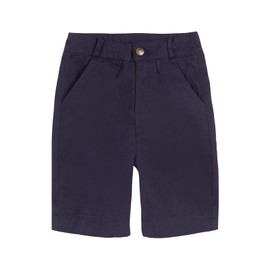 Mud Kingdom - Pantalones cortos para niños, uniforme escolar, de sarga con parte delantera plana, pantalones cortos chinos de 4 a 16 años, Azul marino, 16