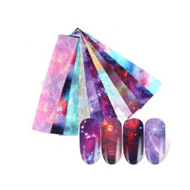 Marble Starry Nail Foil Transfer Sticker Galaxy Zodiac Moon Night Stars 10Pcs Type 5 6 Nail Wraps Art Stickers Manicure Supplies for Women for Home Nails Full Long Lasting Easy Apply and Remove