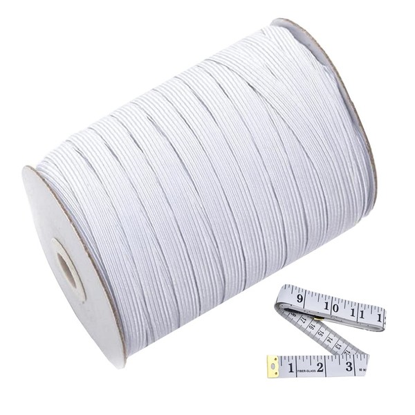 Abbaoww 144 Yard 3/8 Inch White Braided Elastic, Springy Stretch