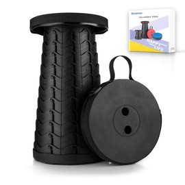 Boreeman Upgraded Folding Stool Lightweight Yet More Sturdy with Load Capacity 400lbs Portable Collapsible Stool for Camping Fishing Hiking BBQ (Black)