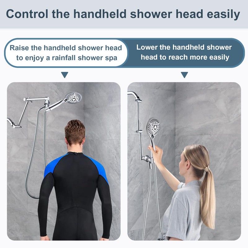BRIGHT SHOWERS Brass Shower Arm Extender for Rain and Handheld