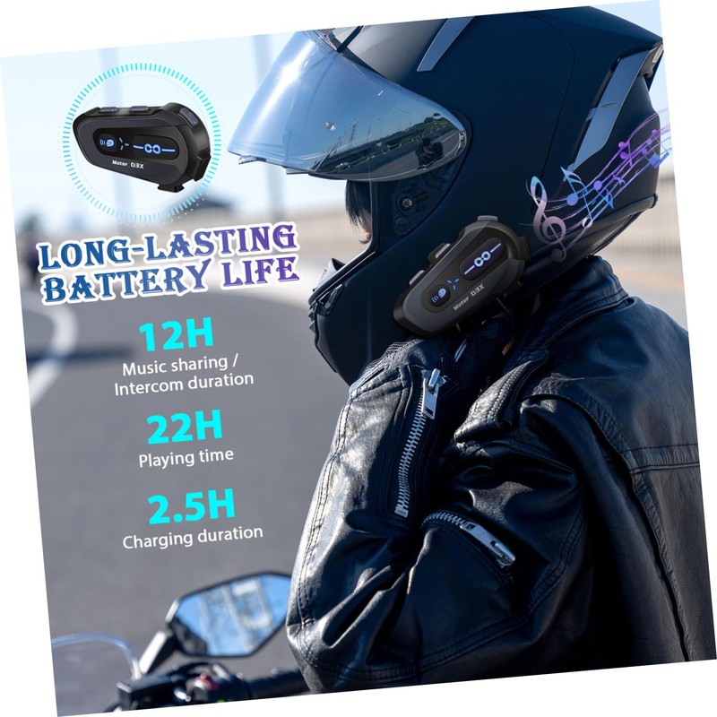 Operitacx Wireless Motorcycle Helmet Headset Intercom System Range Dustproof Frostproof