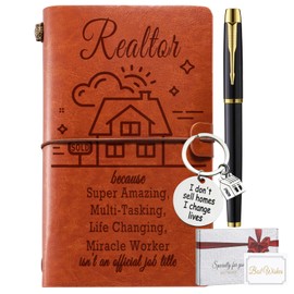 Realtor Gifts, Leather Journal Notebook Gifts for Real Estate Agent Realtors Gifts for Women Men, Closing Gift for Realtors, Thank You Gift for Realtor, Salesman, Boss, Coworkers, Employees