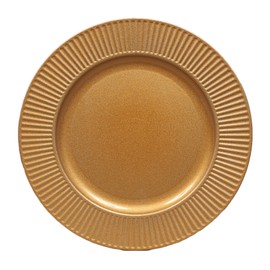 Home Decoration Accessories Acrylic Charger Plates Round 13" Diameter Gold Color with Glitter Lines Border Set of 24