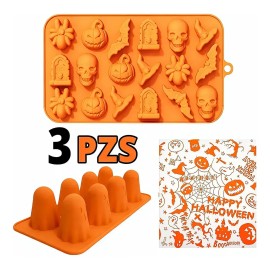 Molde De Silicona Halloween Con Papel Encerado Impreso