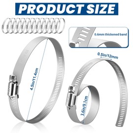 Twdrer 4 Inch 304 Stainless Steel Adjustable Hose Clamp, Worm Gear Duct Clamp Pipe Clamp 91mm-114mm for Plumbing, Automotive, Dryer Vent, Mechanical Applications (12)