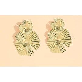 Gold Flower Earrings Gold Earrings Large Floral Earrings Silver Flower Earrings for Women Girls Flower Dangling Drop Earrings Exaggerated Jewelry (Gold, One size)