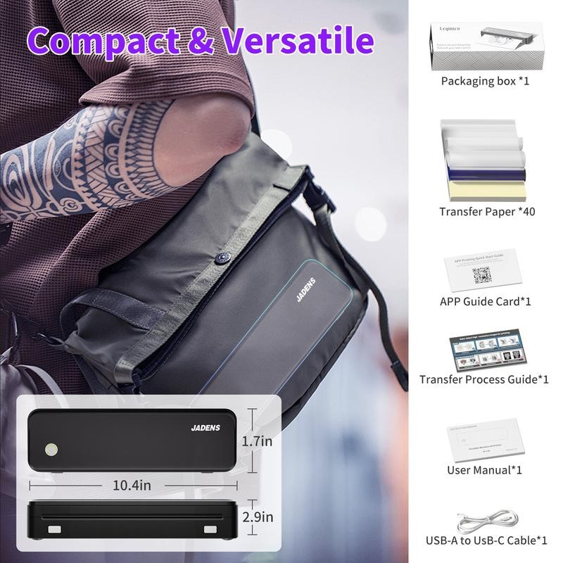 JADENS Wireless Tattoo Transfer Stencil Printer, Portable Thermal Tattoo Machine