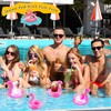 25 Pcs Inflatable LED Flamingo Drink Holders Include 15 Pcs