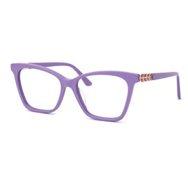 VOOGLAM Oversized Square Frame Fashion Purple Reading Glasses Women Wheat Head Rhinestones-7264