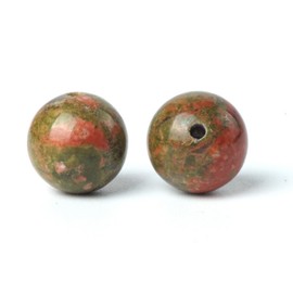 Natural Stone Beads 6 mm Unakite Round Loose Gemstone Energy Healing Beads Hole Size 1 mm DIY Smooth Beads for Bracelet Necklace Earrings Jewellery Making Pack of 100