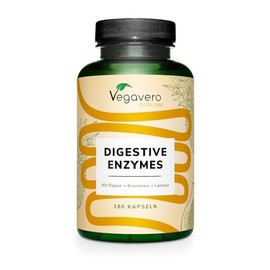 Enzyme Complex Bromelain Papain Amylase Lipase Cellulase Gastric Juice-Resistant DRCaps Natural Digestive Enzymes Laboratory Tested No Additives German Production Vegavero
