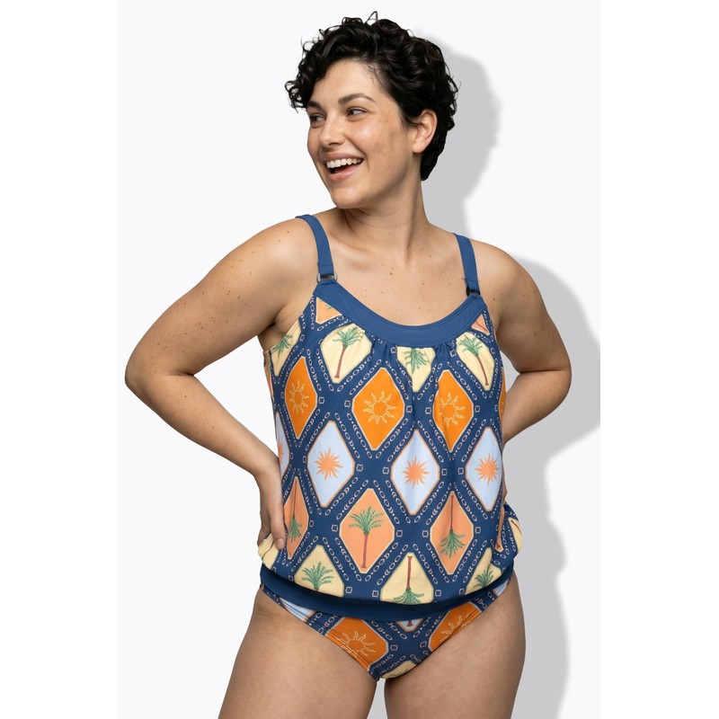 Ulla Popken Tankini, Enya, Hawaiian Chess Set, Blu Balena, 46-48