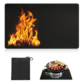 Fire Pit Mat for Decking Heat Resistant Mat,165x122cm Fireproof Mat Grill Mat, 2 Layer Protective Pad Fireplace Mat for Decking, Grass, BBQ, Firepad, Camping, Wooden Floor