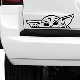 Baby On Board Peeking Baby Yoda Decal Grogu Funny Sticker |7 Inches on The Longer Side | Cars SUV Trucks Vans Walls Laptop Decal Vinyl Stickers | MAZ-424