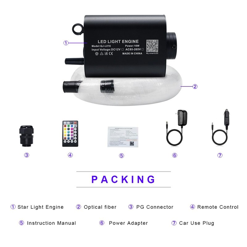 AKEPO 16W Fiber Optic Starlights Headliner Lights Star Light Kit,