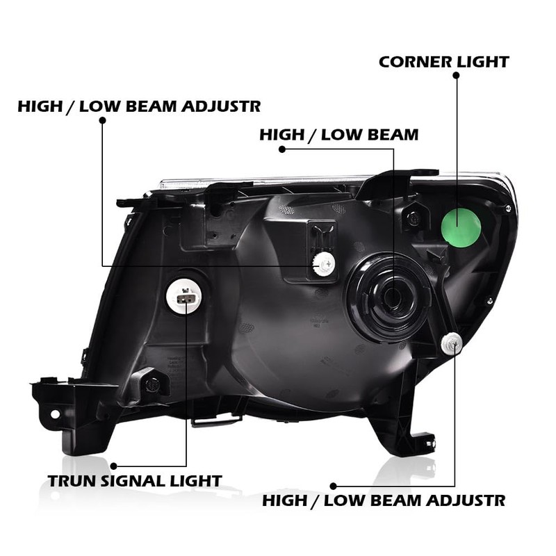 ANDPLAY Headlights Assembly,Compatible with 2005-2011 Toyota Tacoma bumper Headlamp,Smoky lens